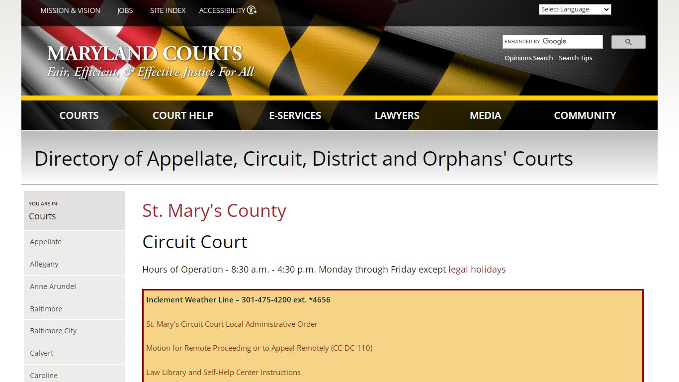 St. Mary's County | Maryland Courts