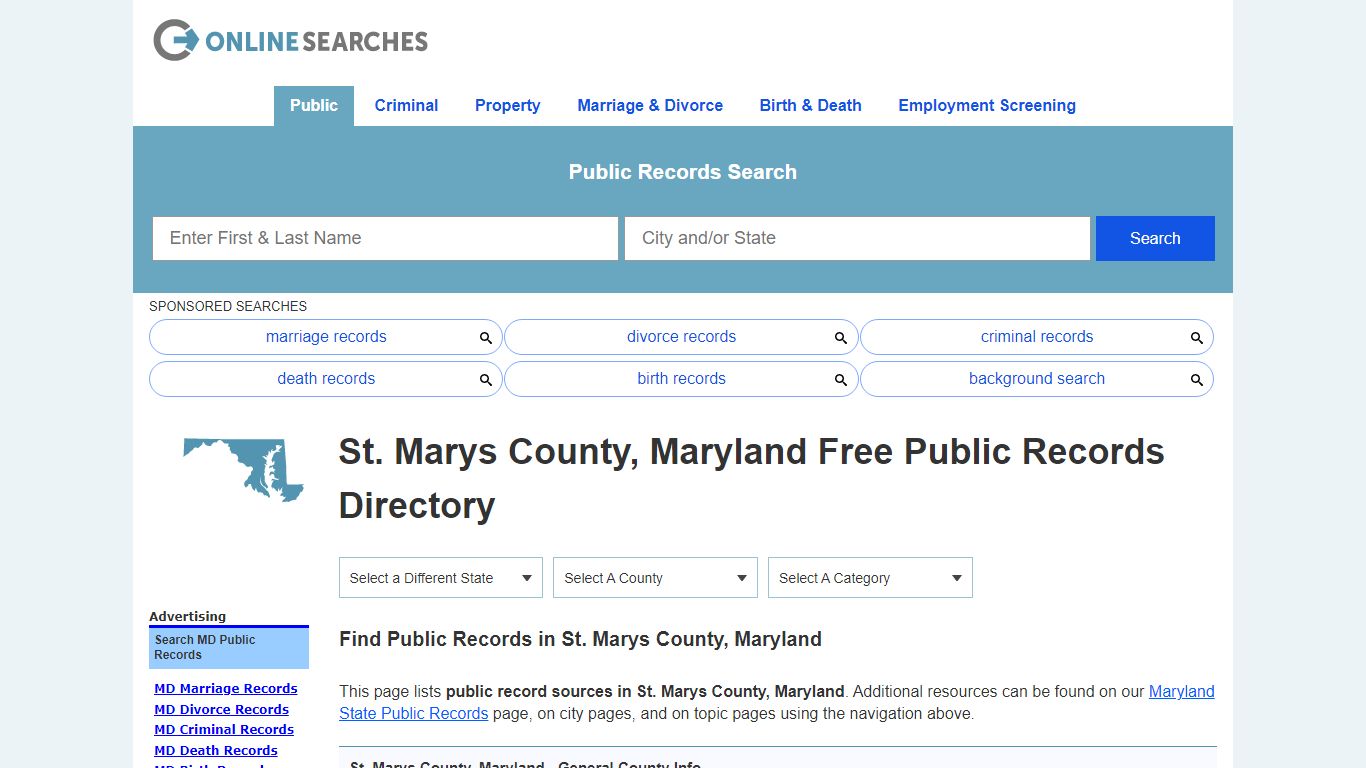 St. Marys County, Maryland Public Records Directory