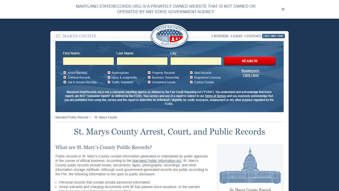 St. Marys County Arrest, Court, and Public Records