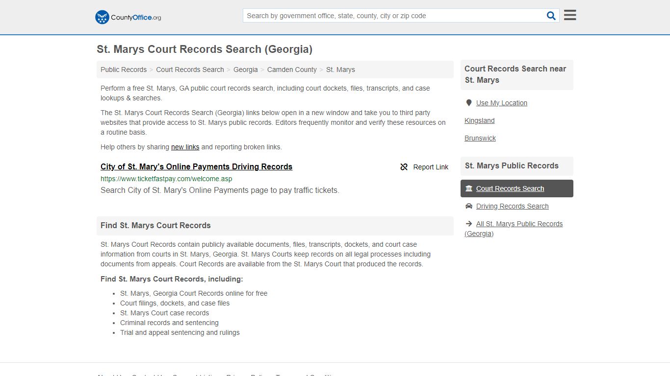 St. Marys Court Records Search (Georgia) - County Office